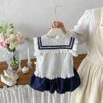 【73-100cm】セットアップ ベビー ストライプ リボン付き - 画像 (5)