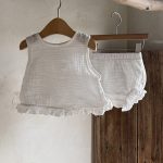 【73-100cm】セットアップ ベビー フリル ノースリープ - 画像 (6)