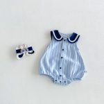 【66-90cm】ロンパース ベビー ノースリープ ストライプ - 画像 (6)