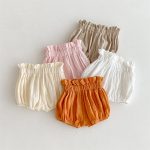 【73-100cm】ショートパンツ ベビー バルーンパンツ 無地 シンプル - 画像 (4)