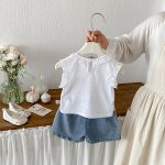 【73-100cm】トップスorショートパンツ ベビー フリル カートゥーン - 画像 (5)