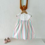 【80-130cm】パンツ 女の子 ストライプ 刺繍 ノースリープ - 画像 (5)