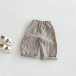 【80-130cm】パンツ 女の子 ストライプ カジュアル - 画像 (2)