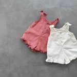 【73-120cm】オーバーオール ベビー リボン付き ノースリープ - 画像 (3)