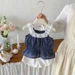 【73-100cm】トップスorスカート ベビー キャミソール チェック柄 - 画像 (4)