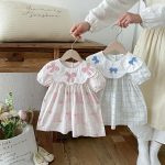 【80-130cm】ワンピース 女の子 リボン付き チェック柄 - 画像 (7)
