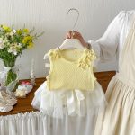 【73-100cm】トップスorスカート ベビー リボン付き スウィート - 画像 (3)