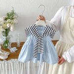 【73-100cm】ワンピース ベビー セーラーカラー シンプル - 画像 (3)