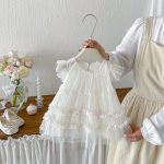 【73-100cm】ワンピース ベビー フリルスリーブ チュール - 画像 (3)