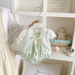 【73-100cm】セットアップ ベビー レース カーディガン&ロンパース - 画像 (5)