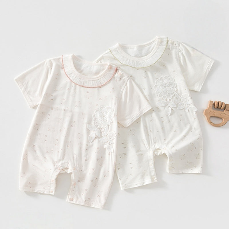 O1CN01gwcWwY1dEUA5iTK7I__2217888643704-0-cib.jpg 【73-90cm】ロンパース ベビー レース ラウンドネック 小花柄 - 画像 (1)