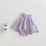【66-90cm】ロンパース ベビー ローズ ホルターネック