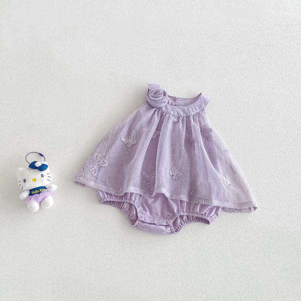【66-90cm】ロンパース ベビー ローズ ホルターネック