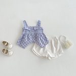 【73-100cm】トップスorショートパンツ ベビー チェック柄 韓国風 - 画像 (3)