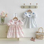 【80-130cm】ワンピース 女の子 リボン付き チェック柄 - 画像 (4)