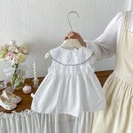 【73-100cm】ワンピース ベビー ピーターパンカラー ドット柄 - 画像 (4)