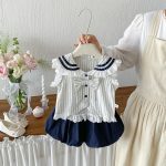 【73-100cm】セットアップ ベビー ストライプ リボン付き - 画像 (4)