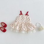 【73-100cm】ワンピース ベビー ドット柄 チュール切り替え - 画像 (2)