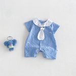 【66-90cm】ロンパース ベビー 刺繍 ストライプ - 画像 (2)
