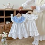 【80-130cm】ワンピース 女の子 フリルスリーブ シンプル - 画像 (2)