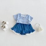【73-100cm】半袖Ｔシャツorショートパンツ ベビー ドット柄 レイヤード - 画像 (3)
