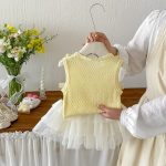 【73-100cm】トップスorスカート ベビー リボン付き スウィート - 画像 (4)