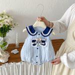 【66-90cm】ロンパース ベビー ノースリープ ストライプ - 画像 (3)