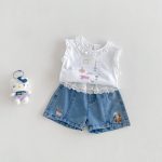 【73-100cm】トップスorショートパンツ ベビー フリル カートゥーン - 画像 (2)