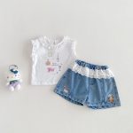 【73-100cm】トップスorショートパンツ ベビー フリル カートゥーン - 画像 (3)
