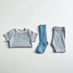【73-100cm】セットアップ ベビー ベーシックリブ編み ボーダー柄 - 画像 (9)