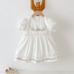 【80-130cm】ワンピース 女の子 刺繍 フラワー レース襟 バルーン袖 - 画像 (13)