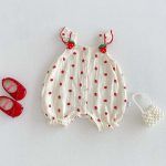 【66-90cm】ロンパース ベビー イチゴ フリル オールインワン - 画像 (2)