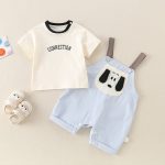 【66-90cm】セットアップ ベビー 可愛い ドッグ サロペット＆シャツ - 画像 (6)