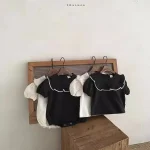 【66-90cm】ロンパースorトップス ベビー 韓国風 フリル襟 - 画像 (2)