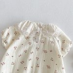 【66-90cm】ロンパース ベビー レース襟 小花柄 シンプル - 画像 (9)
