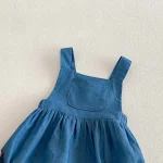 【66-90cm】ロンパース or シャツ ベビー イチゴ刺繍 サロペット - 画像 (6)