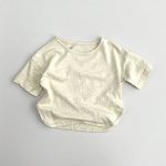 【80-130cm】半袖Tシャツ キッズ服 クリーム サラシリーズ コットン - 画像 (7)