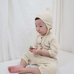 【66-90cm】ロンパース ベビー 帽子付き 花柄 プリント - 画像 (7)