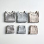 【73-100cm】セットアップ ベビー ベーシックリブ編み ボーダー柄 - 画像 (3)