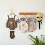 【66-90cm】サロペロンパース ベビー クマ ポケット ワッフル - 画像 (15)