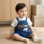 【73-100cm】セットアップ ベビー 可愛い ゾウ柄 デニム サロペット - 画像 (4)