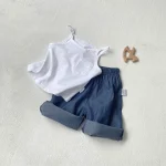 【73-100cm】パンツ ベビー 韓国風 七分丈 ストライプORシンプル - 画像 (4)