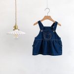 【66-90cm】ワンピースorサロペット デニム クマロゴ ベビー服 - 画像 (4)