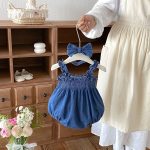 【66-90cm】キャミロンパース ベビー デニム  無地 - 画像 (4)