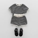 【73-120cm】Tシャツシ&ョートパンツ ベビー カジュアル ボーダー柄 - 画像 (5)