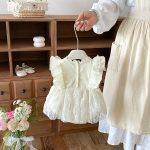【66-90cm】ロンパース ベビー レース フリル ノースリープ - 画像 (5)
