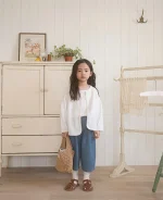 【73-100cm】パンツ ベビー 韓国風 七分丈 ストライプORシンプル - 画像 (14)