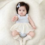 【66-90cm】ロンパース ベビー ブルー フリル 可愛い