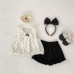 【73-120cm】セットアップ 女の子 可愛い ドット ブラウス＆パンツ
