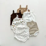【66-90cm】ロンパース ベビー チェックor小花柄 キャミソール